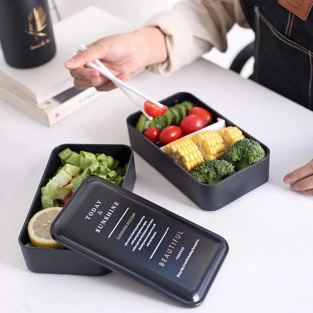 

2000ml Microwave Lunch Box Portable Double Layer Bento Box BPA Free For Kids Picnic Office Workers School Dinnerware