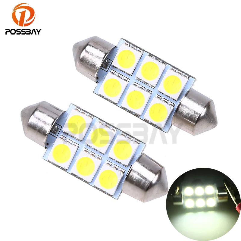 POSSBAY оптовая продажа 2 шт. 36 мм 5050 6SMD белый микро общий автомобиль гирлянда для