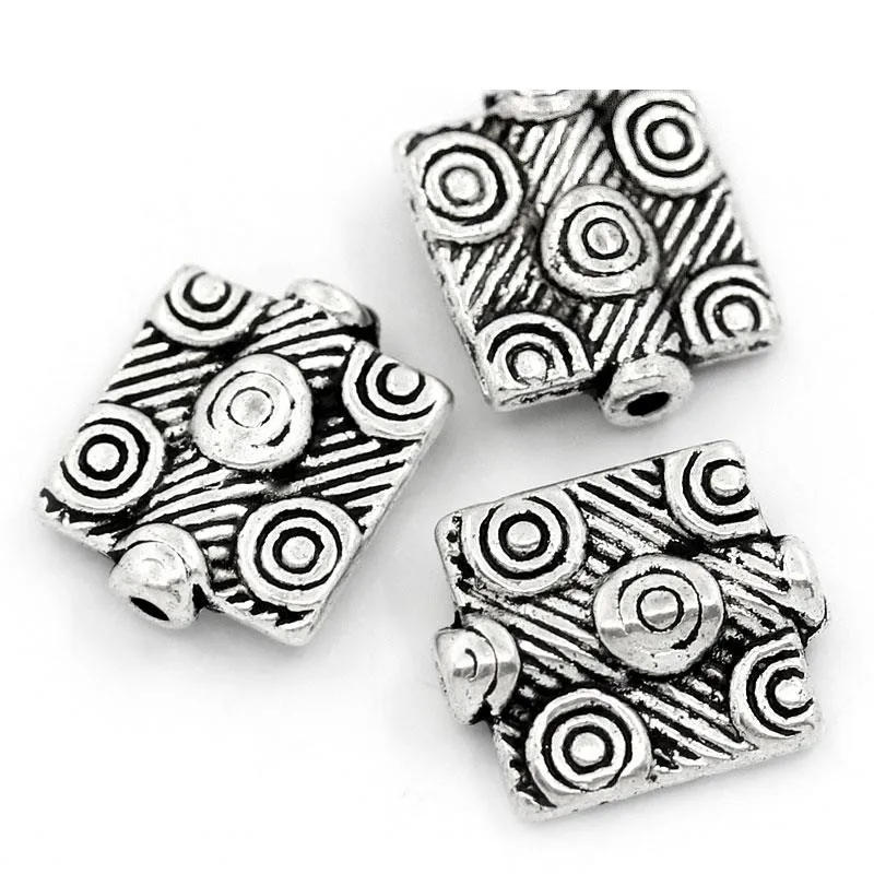 DoreenBeads бисер из металлического сплава прямоугольник серебристый цвет узора