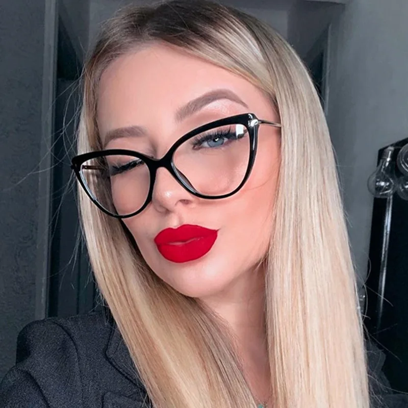 

Women Vintage Cat Eye Style Metal Arms Glasses Frame Spring Hinged Customized Finished Myopia Eyeglasses -1.0 -1.5 -2.0 -2.5