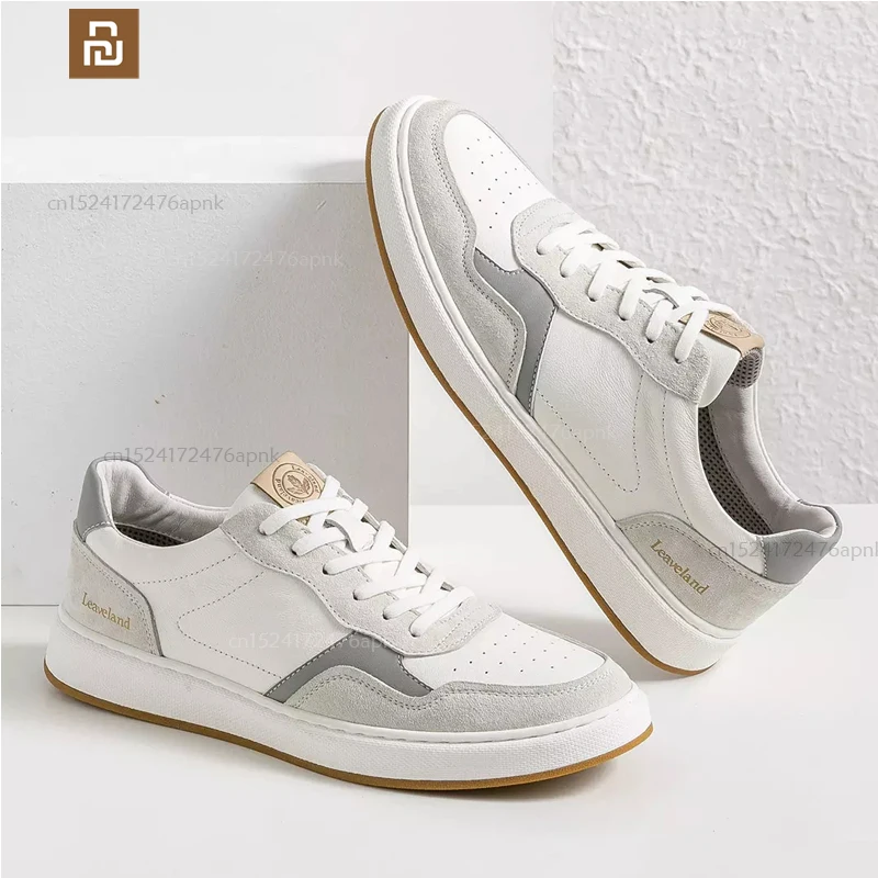 

3-color xiaomi youpin first layer cowhide antibacterial deodorant fashion casual shoes men's casual shoes