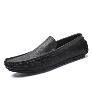 Genuine Leather Men Shoes Casual Brand 2020 New Simple Italian Mens Loafers Moccasins Breathable Slip on Boat Shoes