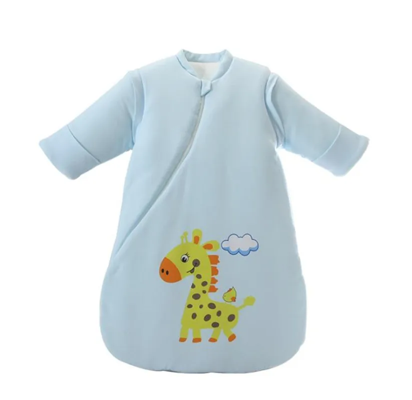 Хлопковый плотный и теплый спальный мешок съемный с длинными рукавами для