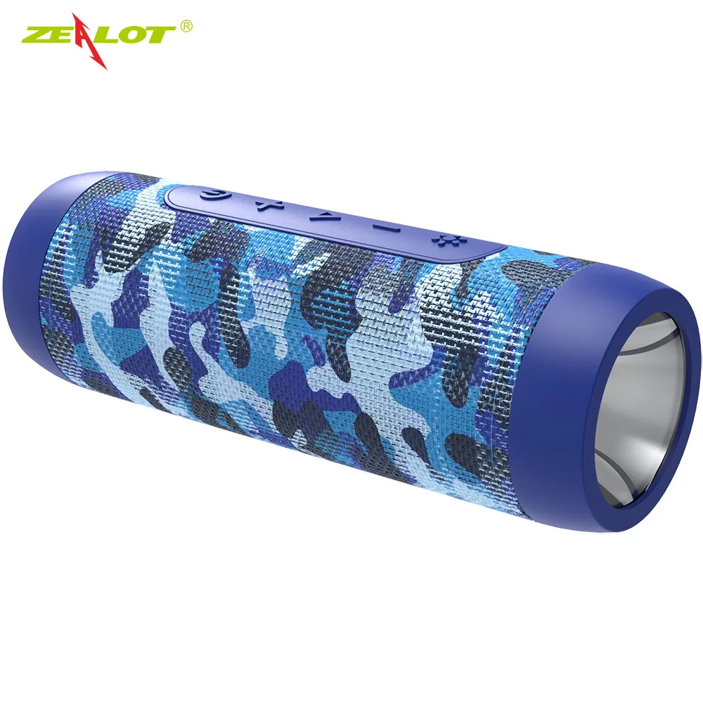 Blue Zealot S22 портативный беспроводной динамик Bluetooth музыкальный динамик с fm-радио открытый светодиодный светильник динамик TF карта USB с внешним аккумулятором - Цвет: Blue