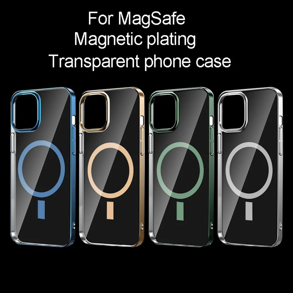 

Electroplating Magnetic Mobile Phone Case For iPhone12ProMax Mini MagSafe Wireless Charging Box Anti-Drop Protective Cover