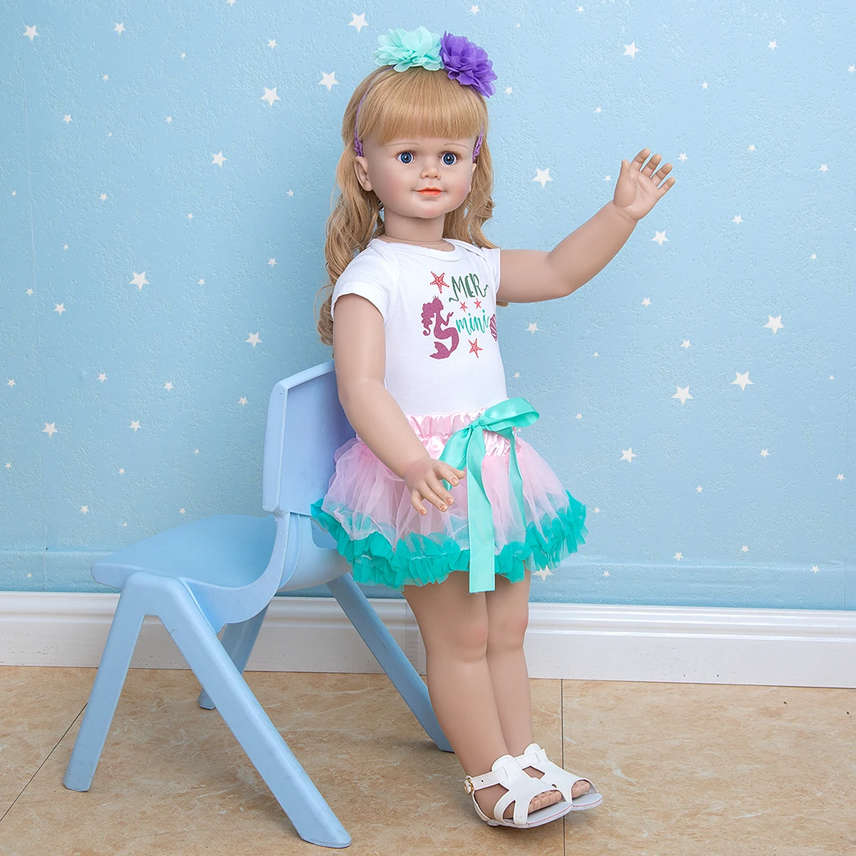 

78 CM Cute KEIUMI Gold Wave Hair Stand Baby Dolls High Quality Wholesale Huge Baby Toddler Toys For Big Child Birthday Gift