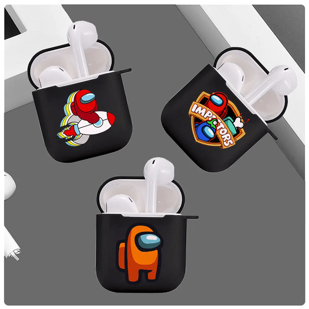 

Cartoon Among Us Game Black Soft Earphone Case for Apple Airpods Airpod 1 2 Cover Wireless Bluetooth Headphone Coque Fundas