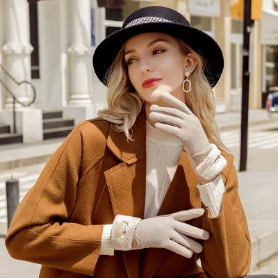 

Mittens Winter Women Gloves Thick Windproof Heated Gloves Double Layer Furry Fashion Outdoor Cycling Driving Warm Touch Screen