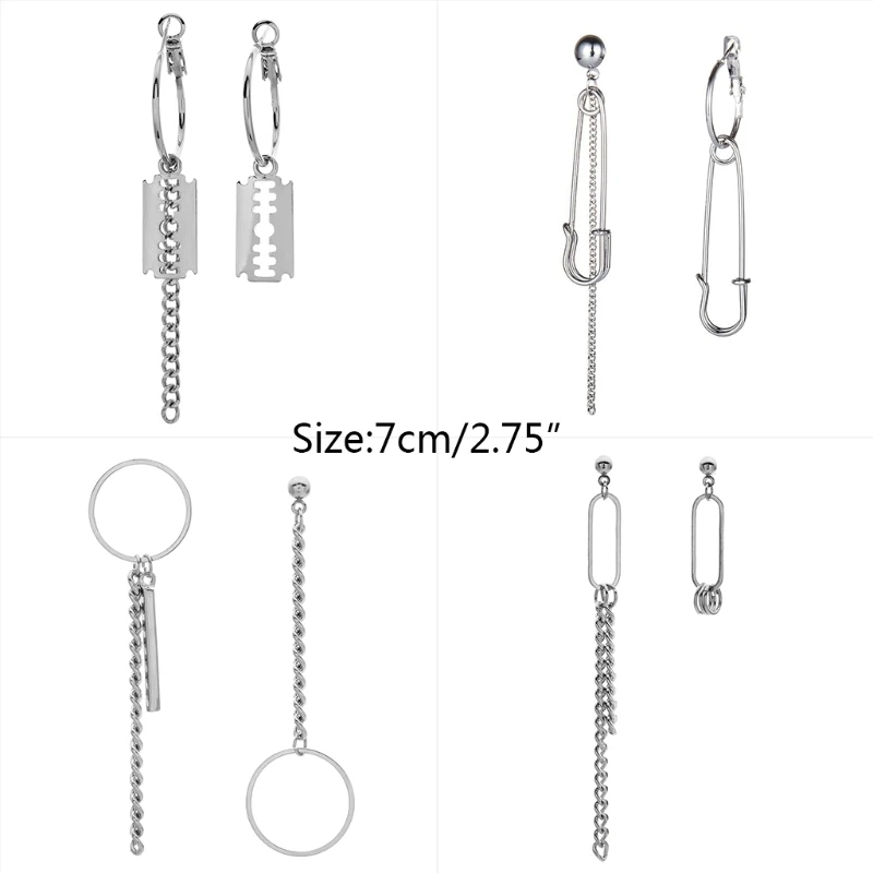 

1 Pair Alloy Dropping Earrings Harajuku Punk Cool Chain Ear Pendant Dangle for Women Men Jewelry Gifts R9JE