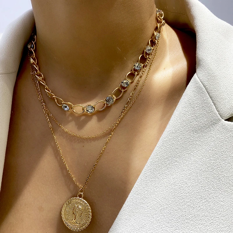 Панк многослойное кубинское массивное толстое портретное колье ожерелье