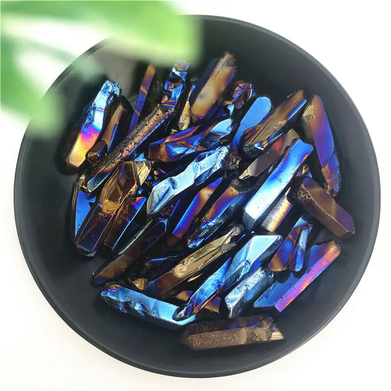 50 г ярко-синий титановый аура кварцевый кристалл гальванизированный