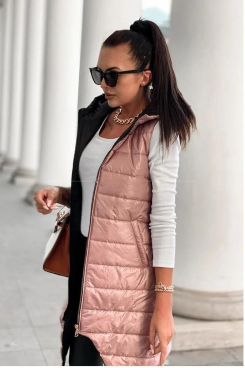 Autumn Winter Cotton Vest Hooded Women Ladies Casual Waistcoat Female Sleeveless Long Jacket Slim Fit Warm Puffer Coat | Женская одежда