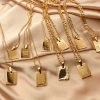 chain necklace 2021 fashion necklace for women vintage stainless steel square english letter pendant titanium steel necklace