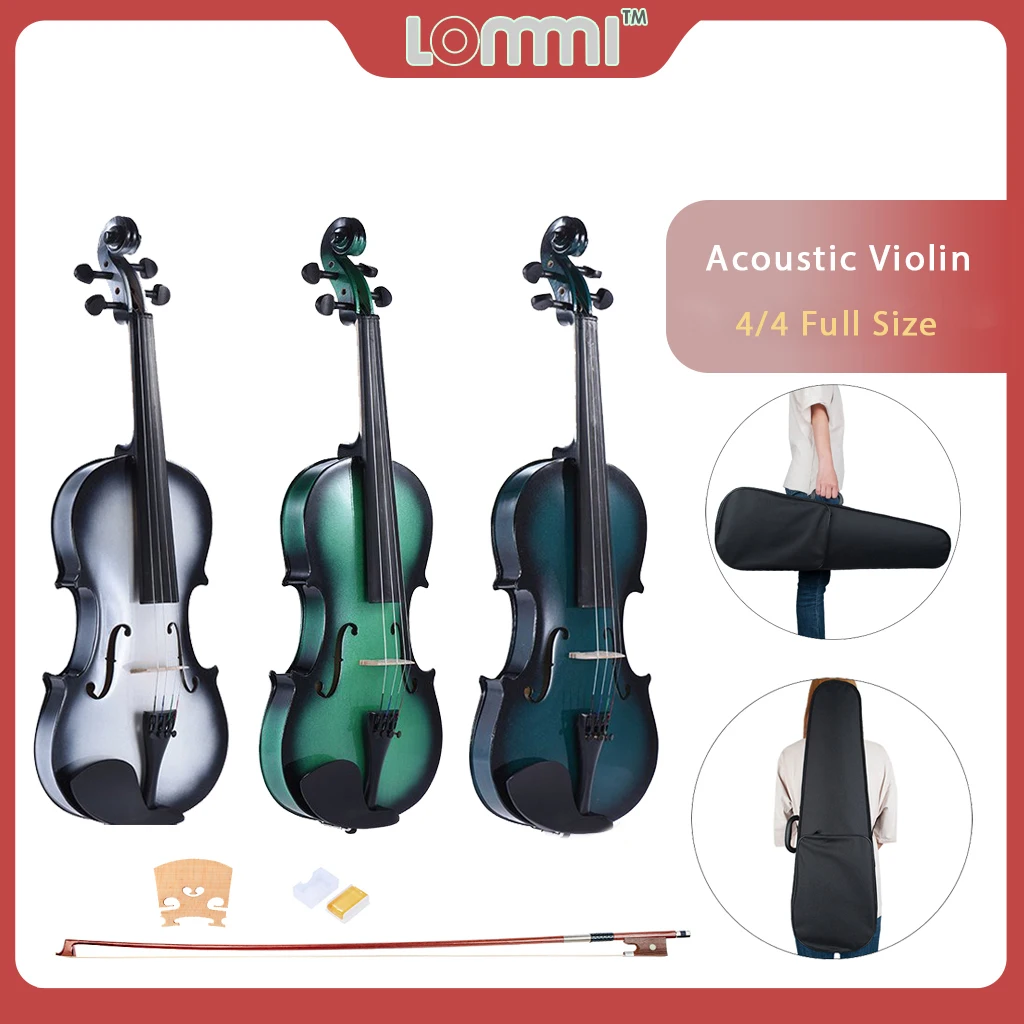 LOMMI Full Size Violin Student Violin Fingerboard 4/4 Fiddle Stradivari Violin Acoustic Violin Fiddle W/ Case Bow Rosin String