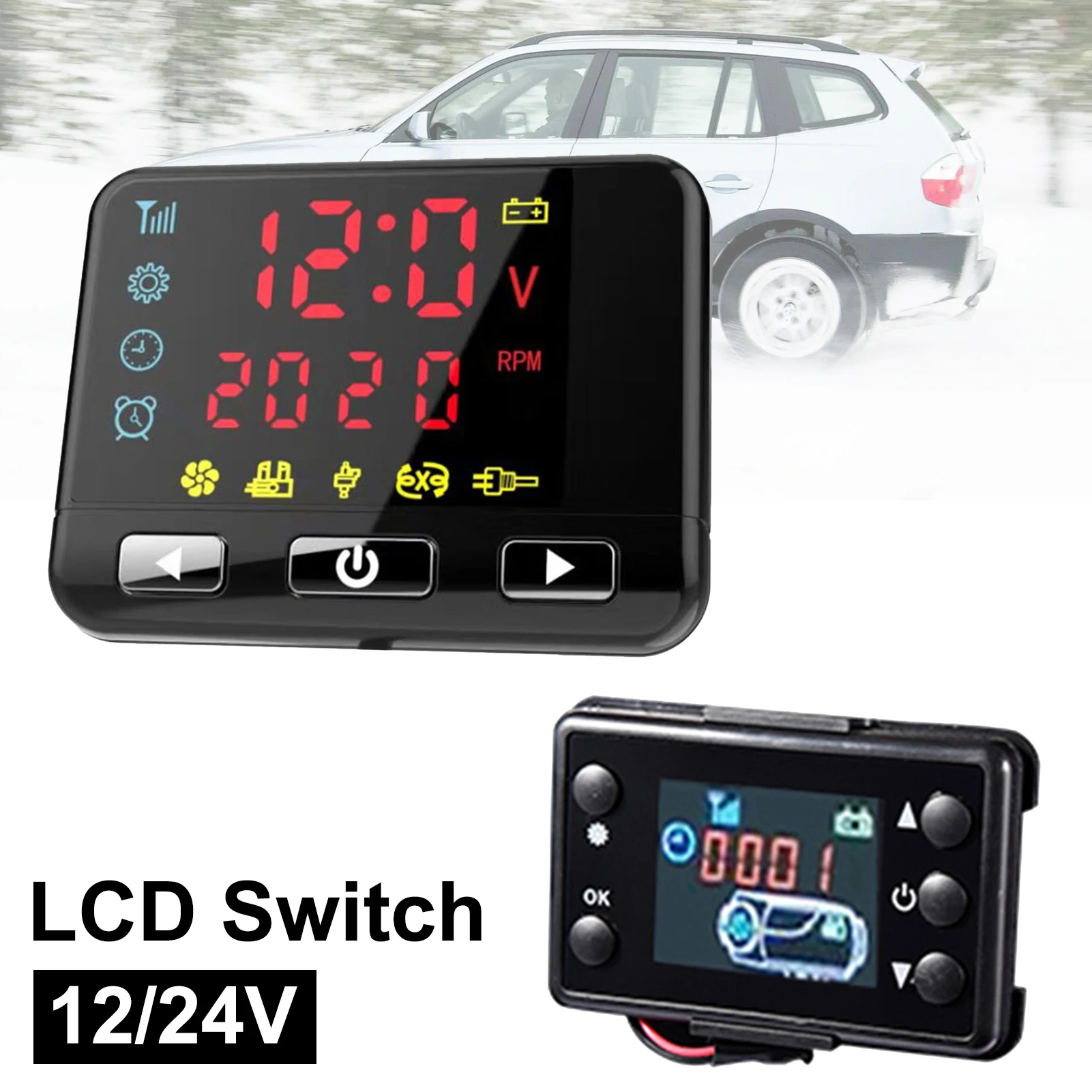 

12/24V Remote Control Car Diesel Air Heater Dispaly Monitor Car Heater LCD Switch Controller Car Interior Replacement Parts