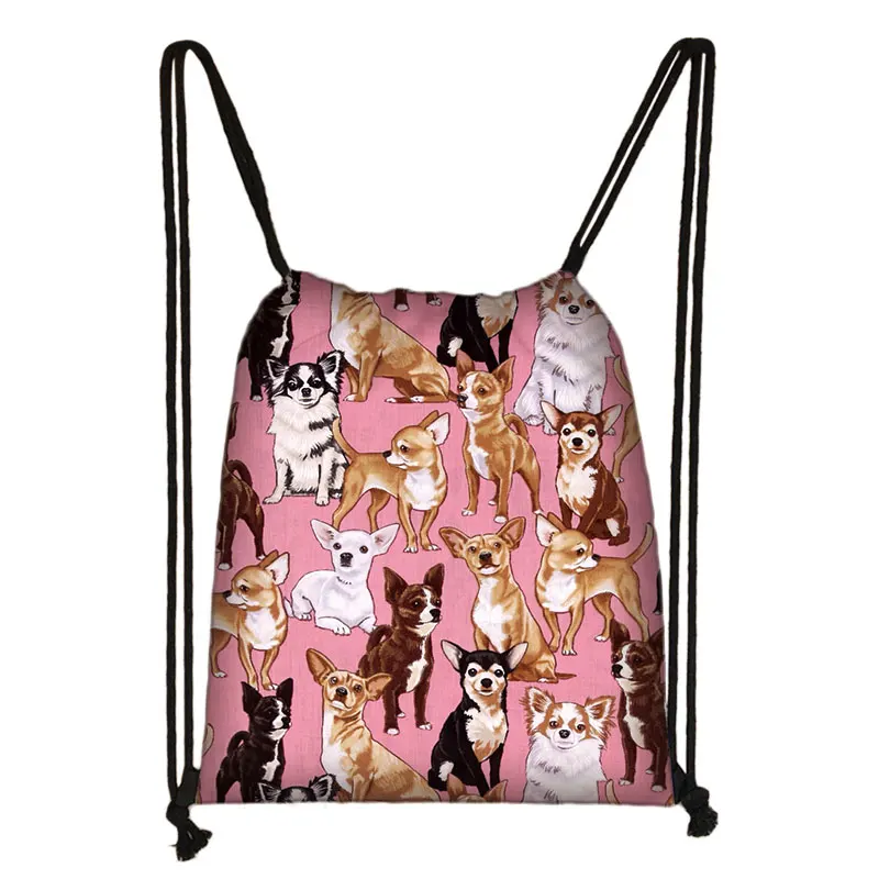 Милая собака принт Чихуахуа сумка-мешок Женская Повседневный Рюкзак для