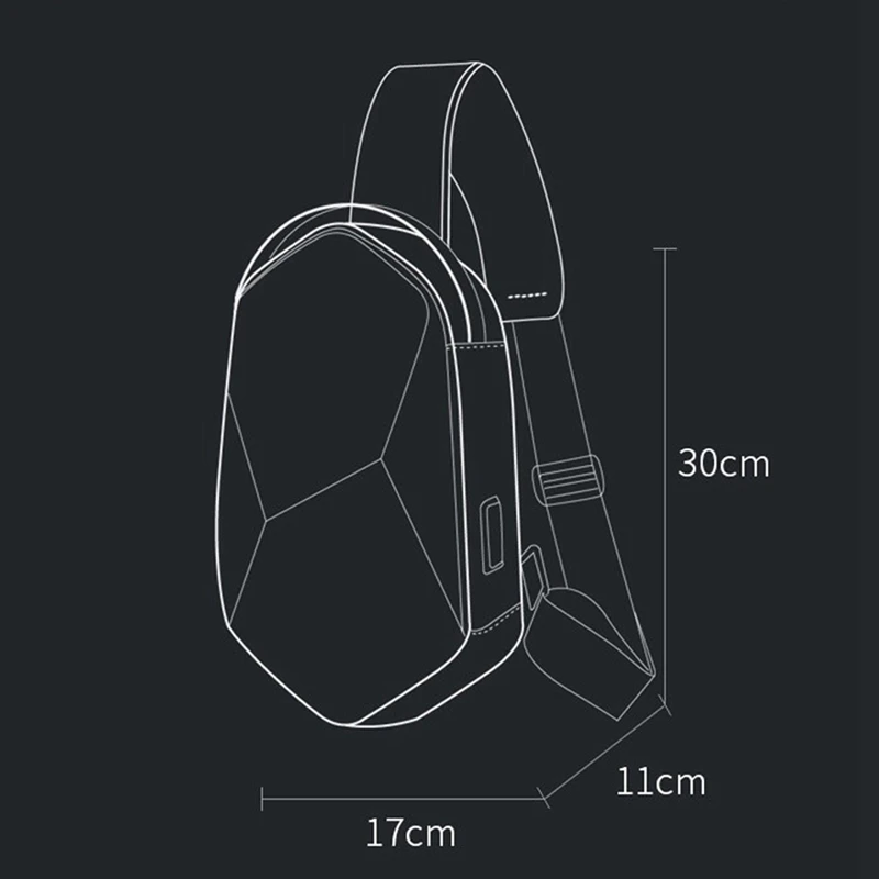 

Men's Oxford Messenger Bag Multifunctional Waterproof Sports Shoulder Bag Technology Chest Bag USB Charging