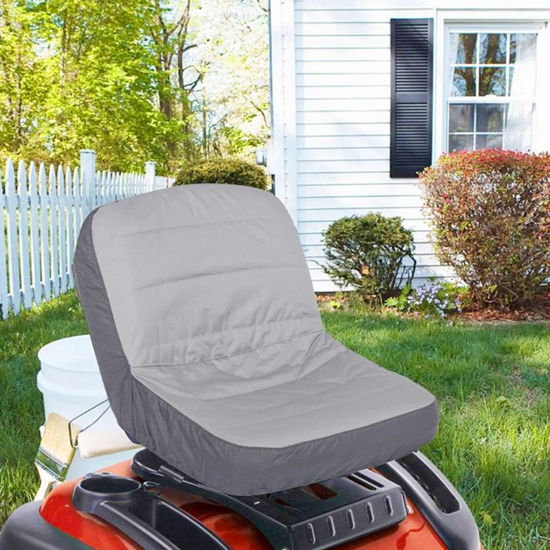 

Lawn Riding Mower Seat Cover Waterproof Dustproof Oxford Cloth Tractor Chair Protector with Zipper Mesh Storage Pockets for Farm