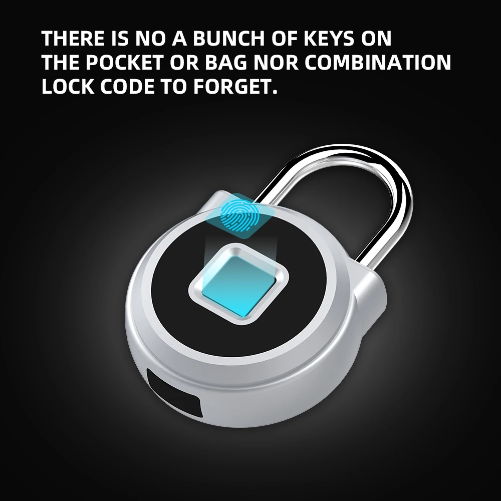 Водонепроницаемый БЕСКЛЮЧЕВОЙ портативный смарт замок со сканером отпечатков