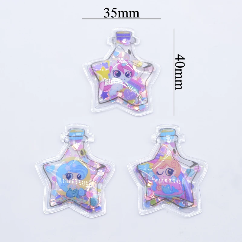 12Pcs/lots Printed Wishing Bottle Bling Flowing Patches Appliques for DIY Kids Baby Hair Clips Headdress Accessories | Дом и сад