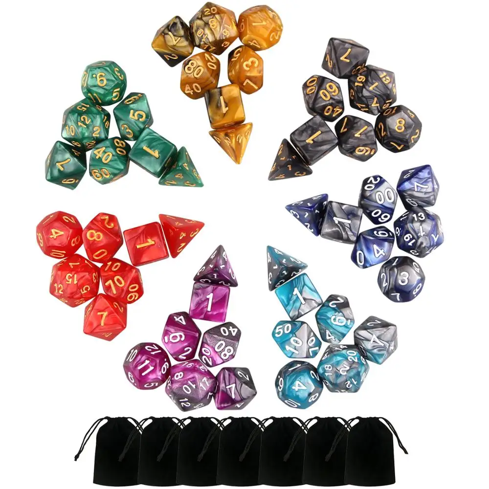 7 компл 49 шт. смешанные Цвет набор Игральный костей многогранные кубики Стильная