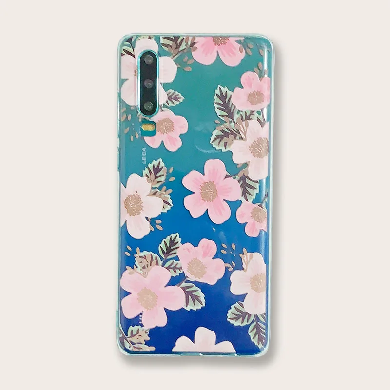 

Huawei transparent painted pink flower phone case for P20 / P20 Pro / P30 / Mate 20 TPU all-inclusive mobile phone case