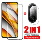 2 в 1 Защитная пленка для камеры + Защитное стекло для Xiaomi Poco F3 M3 X3 Pro Полное покрытие закаленное стекло для Xiomi Pocophone F 3 X3 NFC