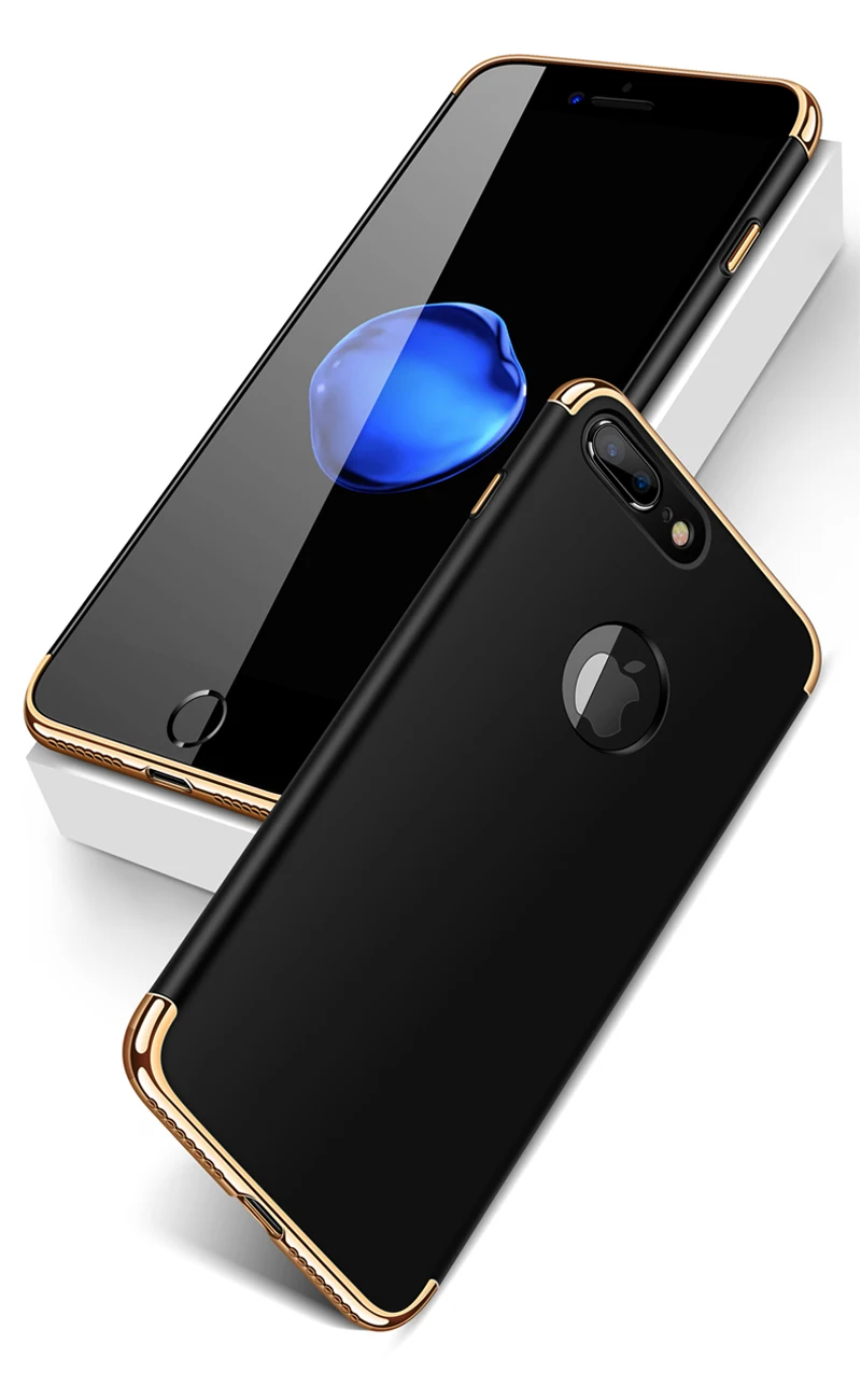 Чехол для iPhone 7 8 Plus, роскошный Ультратонкий жесткий защитный чехол Mofi 3 в 1, черный чехол для задней панели Чехол для iPhone 7 8 Plus