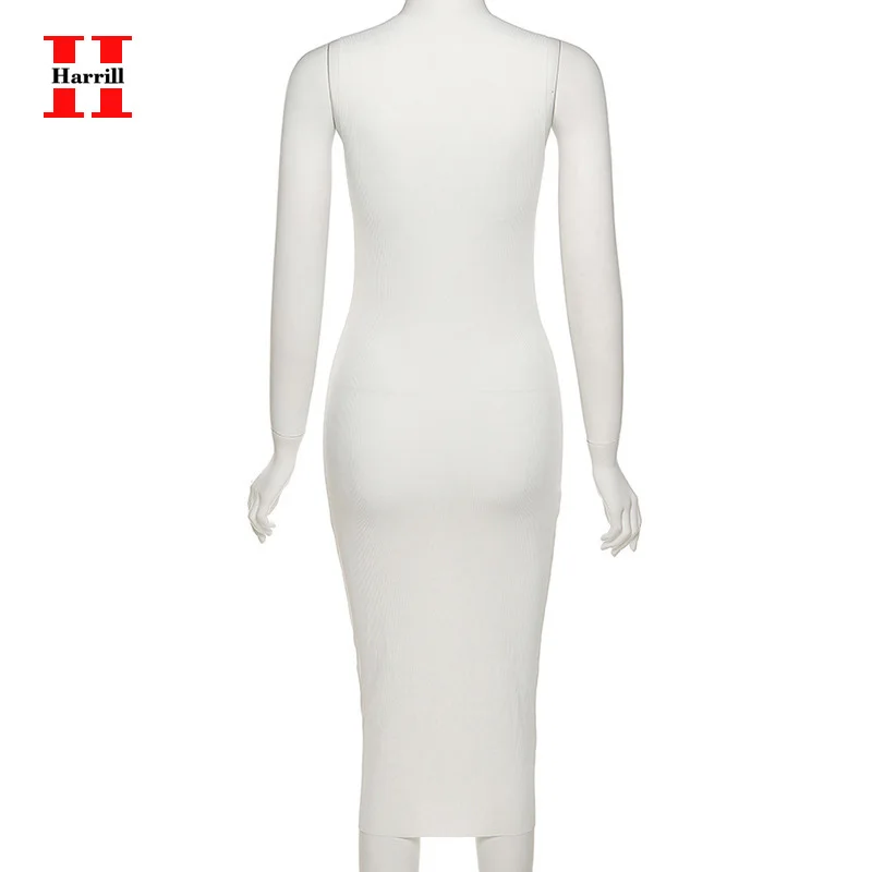 

Patchwork Mid-Calf Dresses Female High Street Sheath Dress Summer Women Clothes Solid Color V-Neck White Dress Ladies Vestidos