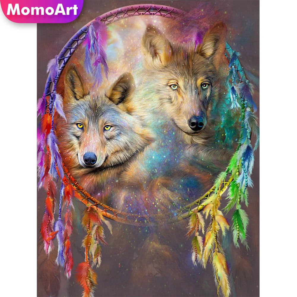 

MomoArt 5D DIY Алмазная Вышивка Животных крестом Наборы Алмазная мозаика "Волки" картина Стразы картина ручной работы подарок