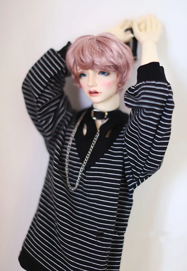 

4 point 3 point uncle bjd. DD baby dress one-line shoulder striped hoodie loose coat hanging neck off-shoulder T