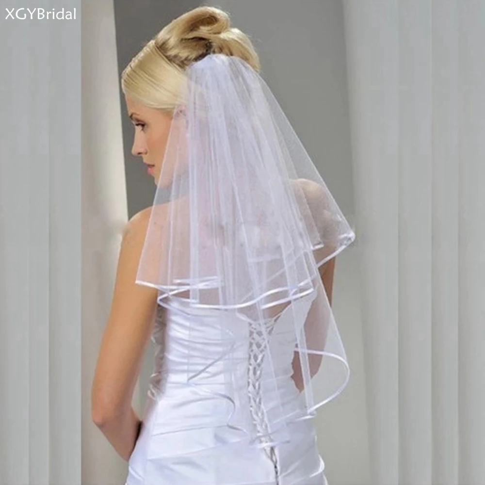 

In Stock White Ivory Short Bridal Veils Voile Mariage Wedding Accessories Velo de novia Casamento Soft Tulle Wedding Veil
