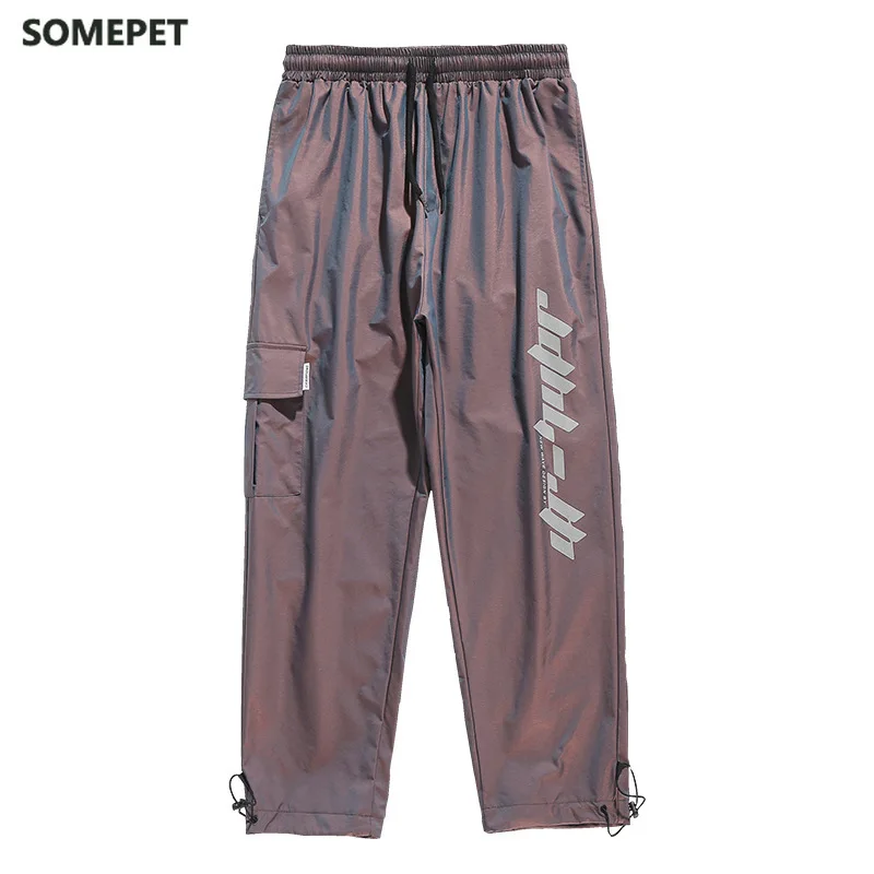 

Cargo Pants Men Joggers Pockets Hip Hop Streetwear Reflective Sweatpants Harajuku Kanye Harem Track Pants Autumn Male Trousers
