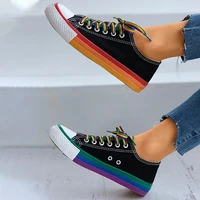 vulcanized sports shoes womens canvas sports shoes summer candy color fashion rainbow womens thick soled womens flat shoes