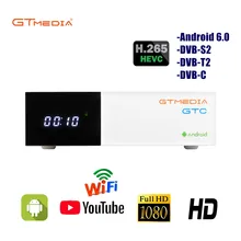 GTmedia GTC приемное устройство Android 6,0 ТВ коробка DVB-S2 DVB-C DVB-T2 Amlogic S905D 2 Гб оперативной памяти, 16 Гб встроенной памяти+ 1 год cccam спутниковый ТВ приемник ТВ коробка
