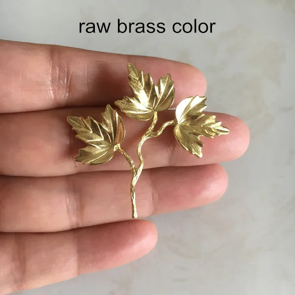 Raw Brass Color 8 шт.-38*37 мм латунная Виноградная лоза с листом, латунная кастовая Виноградная ветка, золотистого цвета, серебристого цвета, DIY поставка головных уборов ювелирных изделий, материалы для украшения-без петли - Цвет: Raw Brass Color