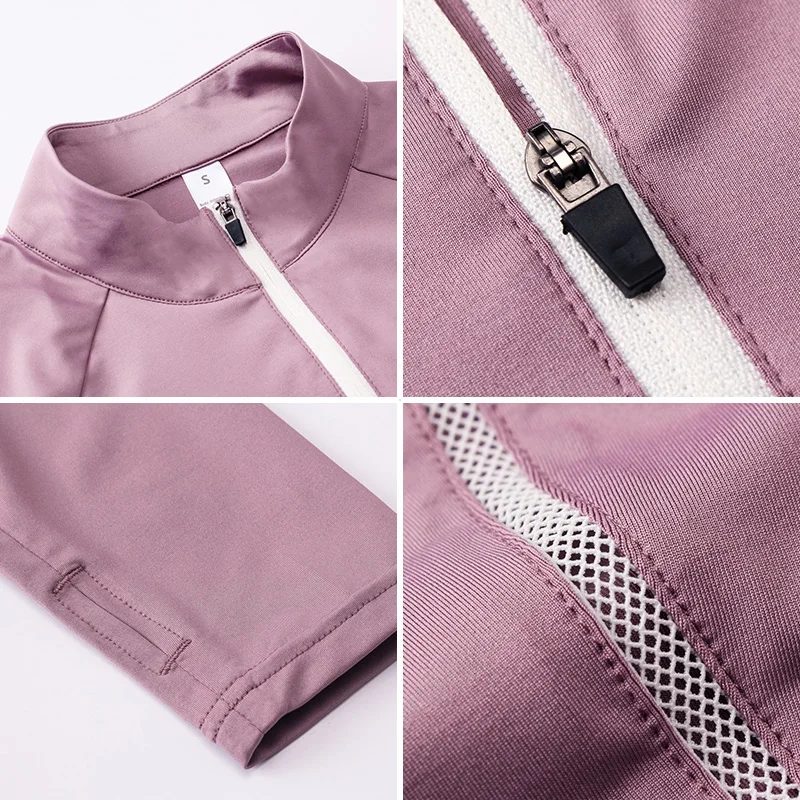 Лучшее качество водолазка на молнии женская спортивная футболка для тренировок