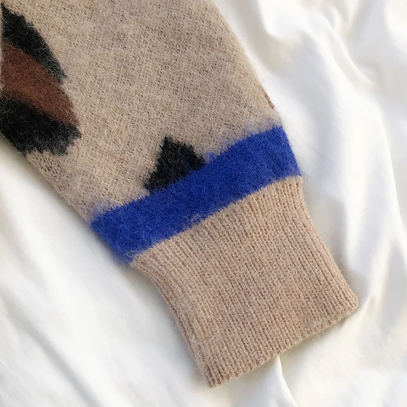 

Retro thick leopard print pullover sweater 2021 new female spring and autumn loose long-sleeved knitted top