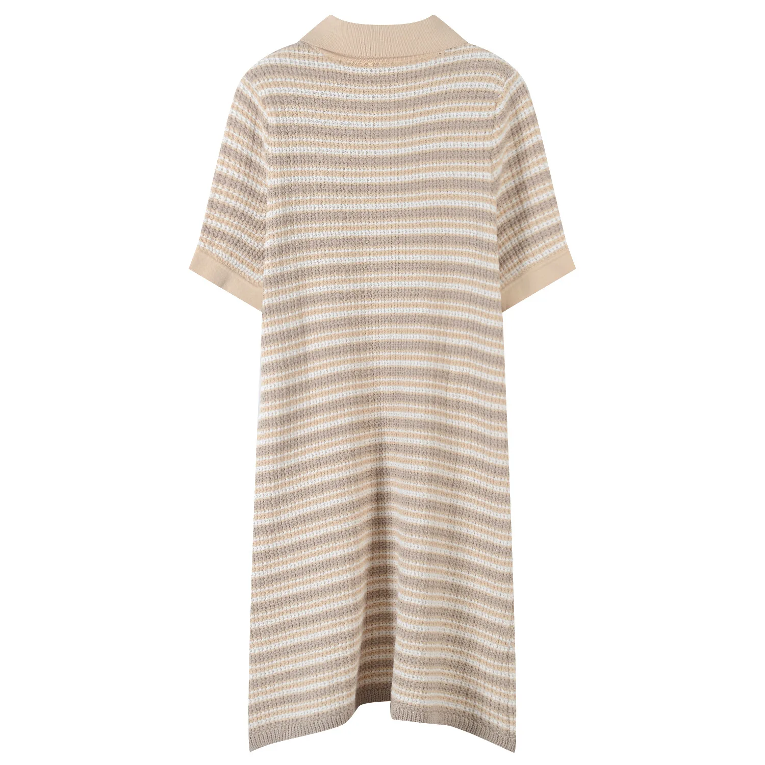 

ENGAGEMENT High Quality 2021 Summer T-shirt Skirt Female Horizontal Stripe Lapel POLO Collar Waist Slim Dress