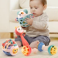 baby rattles toy soft rubber baby hand bell rattles fitness grasping ball cartoon childrens exercise toys early education t