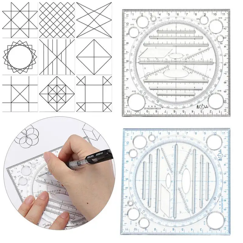 

Kaleidoscope Fast Drawing Rulers Geometric Measuring Ruler Patchwork Template Sewing Accessories School Office Supplies Tool
