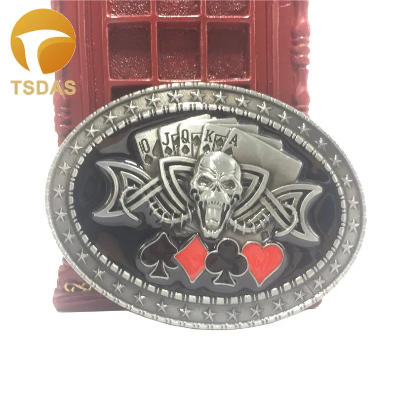 Ковбойские ковбойские и крест Череп покер металлический съемный ремень пряжка