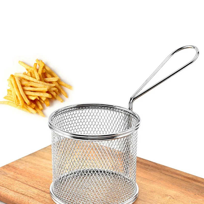 

Корзина для картофеля фри, портативная мини-корзина для жарки из нержавеющей стали, сетка для жарки, кухонная корзина для готовки шеф-повара...
