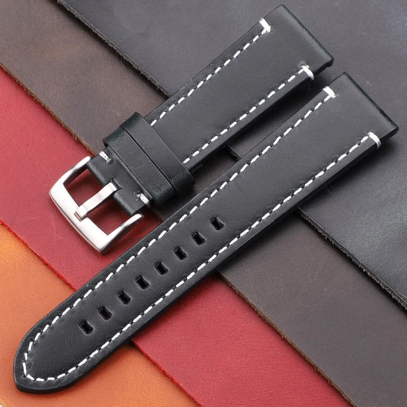Genuine Leather Watchbands 18mm 20mm 22mm 24mm Black Dark Brown Women Men Cowhide Watch Band Strap Belt With Buckle Genuine Leather Watchbands 18mm 20mm 22mm 24mm Black Dark Brown Women Men Cowhide Watch Band Strap Belt With Buckle