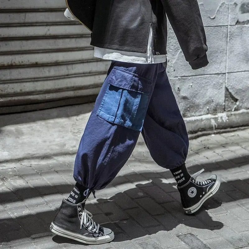 

Big pocket Cargo Pants Mens Trousers Leisure Loose Harem Pants Male Streetwear Elasticated Waist Hip Hop Sweatpants Men's Pants