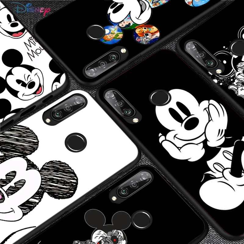 

Silicone Cover Dark Mickey Mouse For Huawei P50 P40 P30 P20 Pro P10 P9 P8 Lite E Plus 2017 2016 5G Black Phone Case