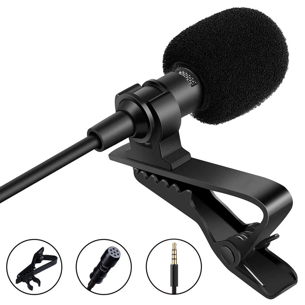 

Mini Lapel Clip Microphone with 3.5mm Headphone Condenser Mic Audio Accessory