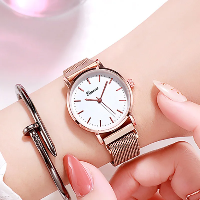 Повседневные модные женские часы из розового золота часы-браслет Reloj Mujer новинка