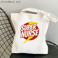 women shopper bag super nurse printed kawaii bag harajuku shopping canvas shopper bag girl handbag tote shoulder lady bag