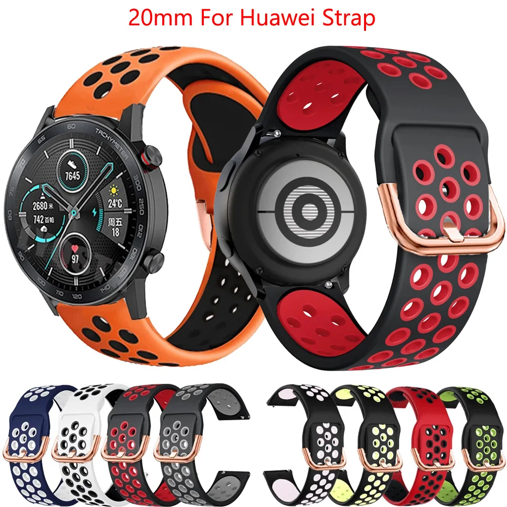 

20mm GT2 Straps Silicone Watchband For Huawei Watch GT 2 GT 42mm/HONOR Magic2 ES 42 Band Gear S2 Sport Bracelet Wristband Correa